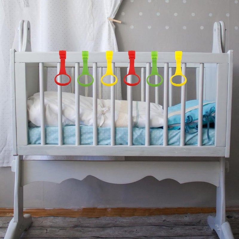 JECOMPRIS Baby Crib Pull up Rings 6-Pack Infant Standing Support Handles for Playpen and Nursery Motor Skill Development Safety Grip - Image 5